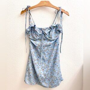 CHARLOTTE RUSSE Light Blue Floral Camisole Mini Dress